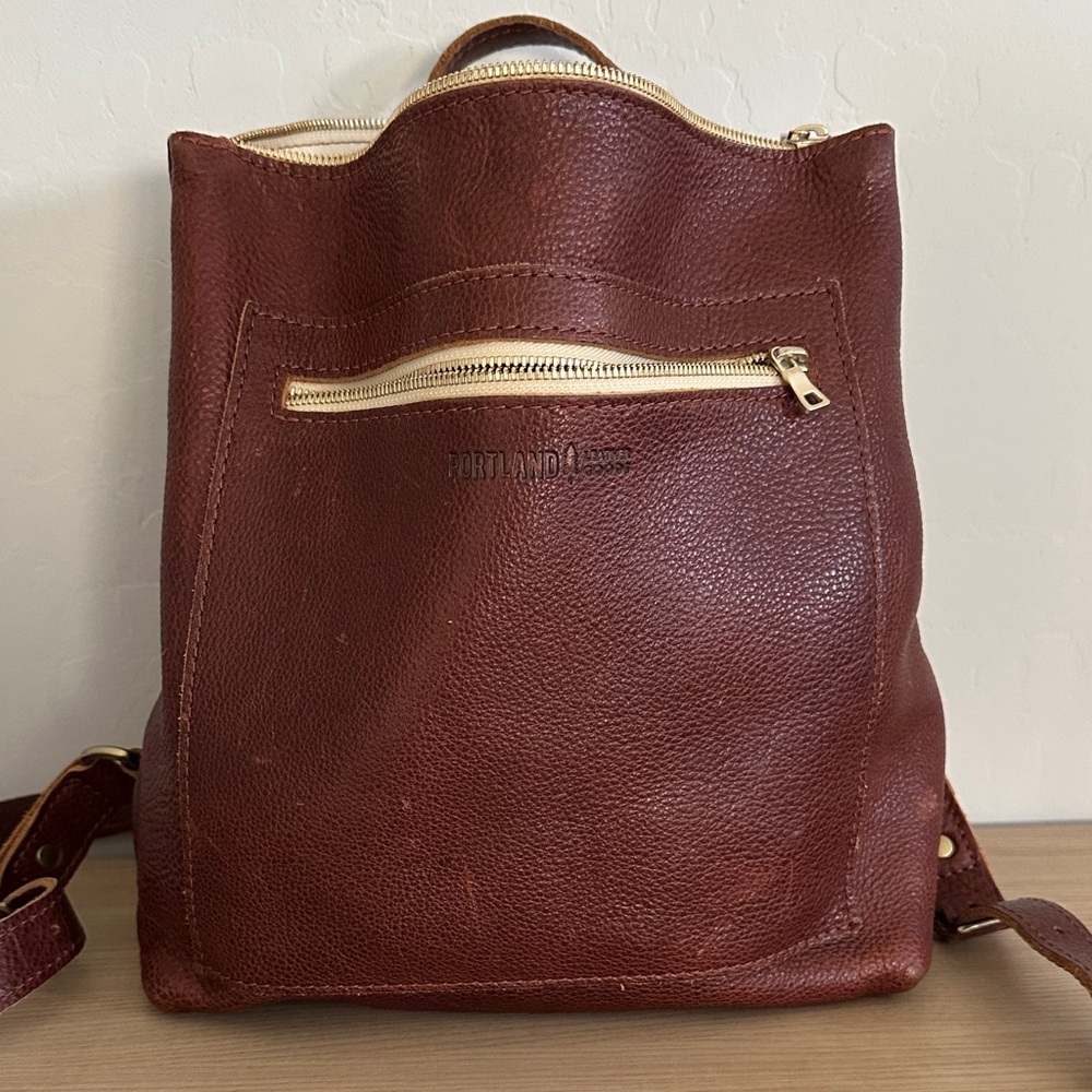 Portland Leather Tote Backpack Nutmeg